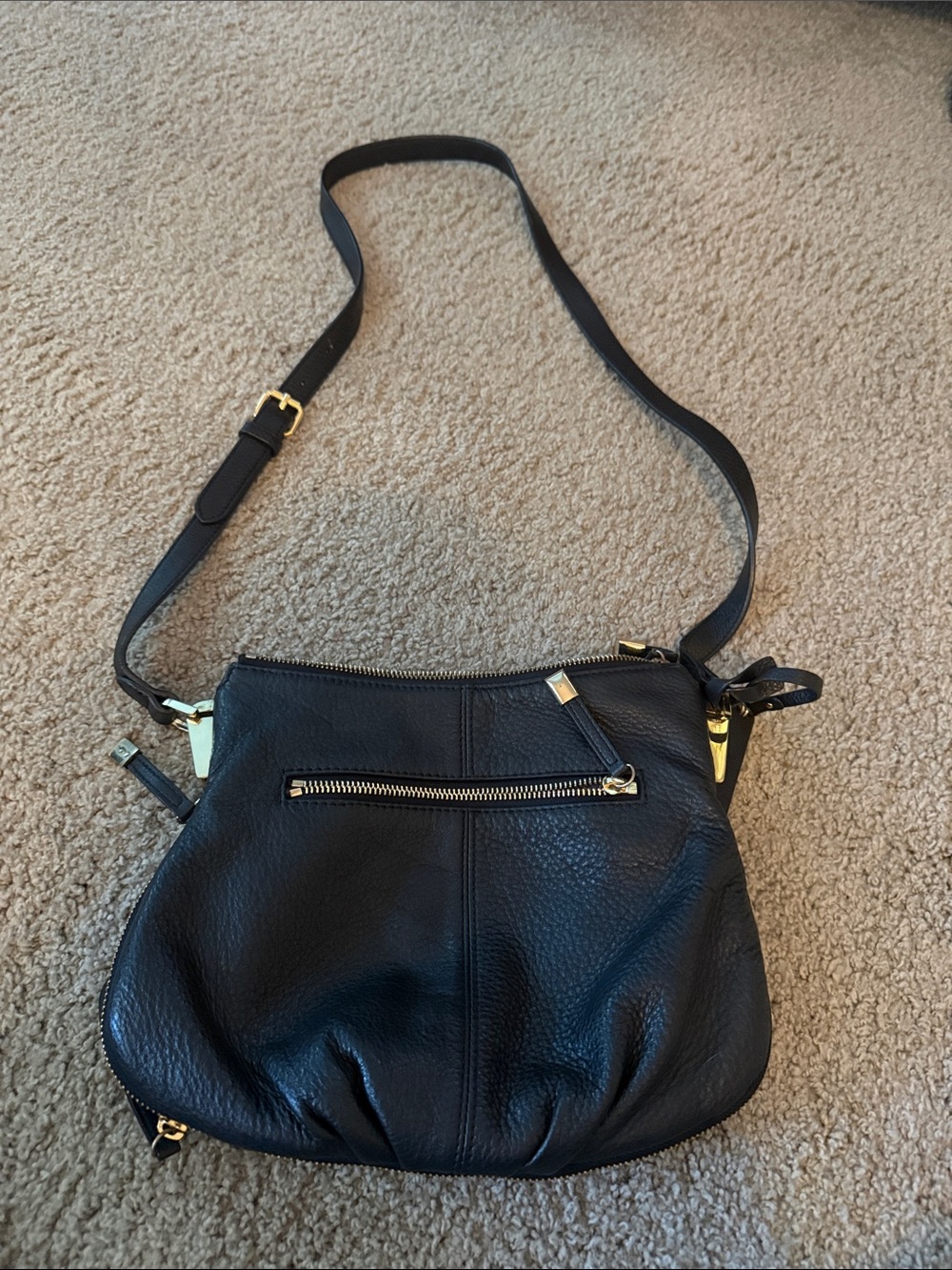 Vince Camuto Black Leather Crossbody with Gold Hardware